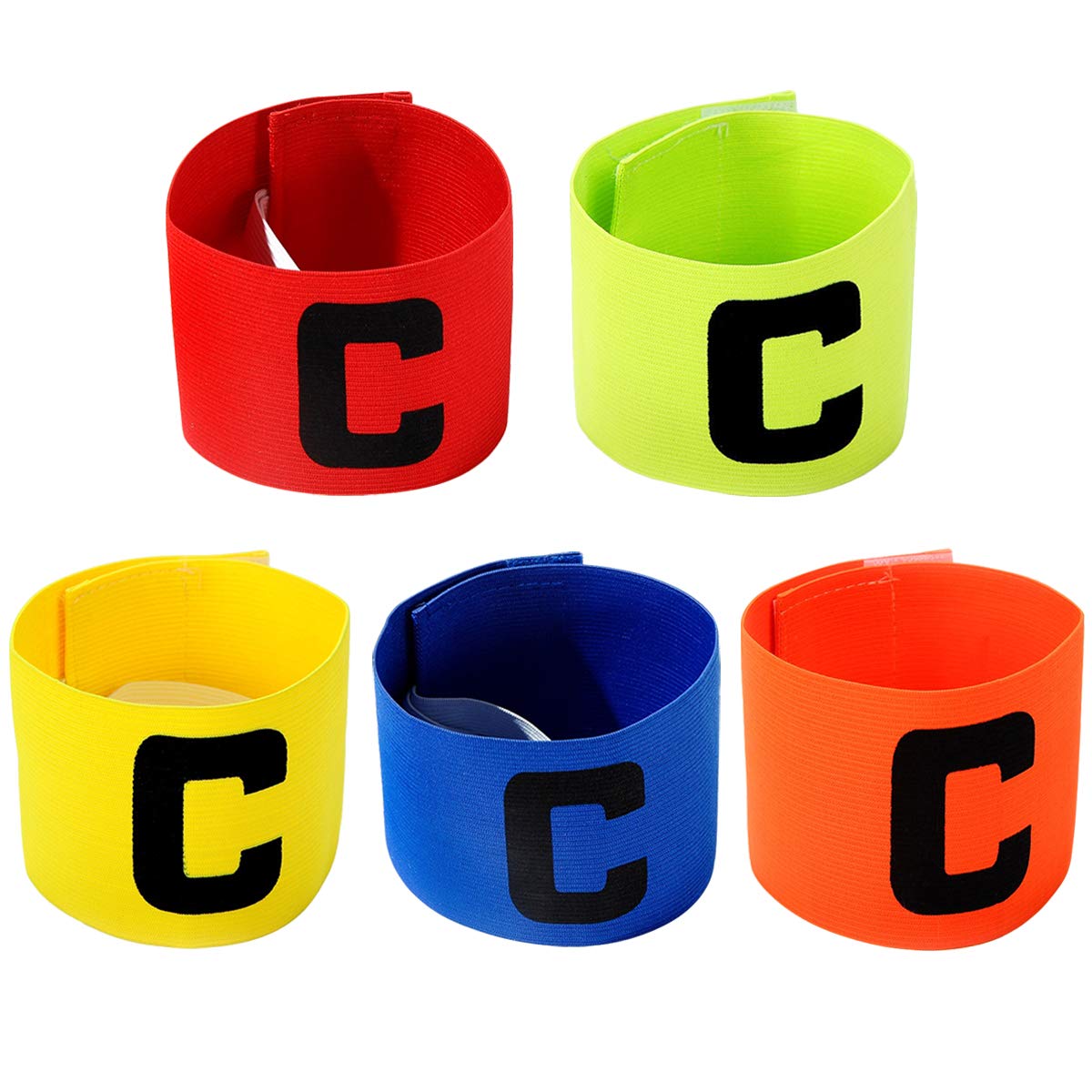 wangjiangda Captain Armband 5 PCS Multicolor Football Captain Armband Sport Hockey Rugby Netball Player Adjustable Bands Captain Armband Retractable Elasticated Armbands for Adult Youth