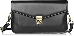 SZCINSEN Leather Small Crossbody Cell Phone Purse Wallet Bag with Shoulder Strap for iPhone 6 7 8 Plus Xs Xs Max, for Samsung Galaxy S10 S7 Edge S9 S10 Plus Note 9 (Color : Black)