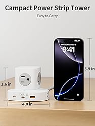 DEPOW Power Strip Tower with USB-C, Small Surge