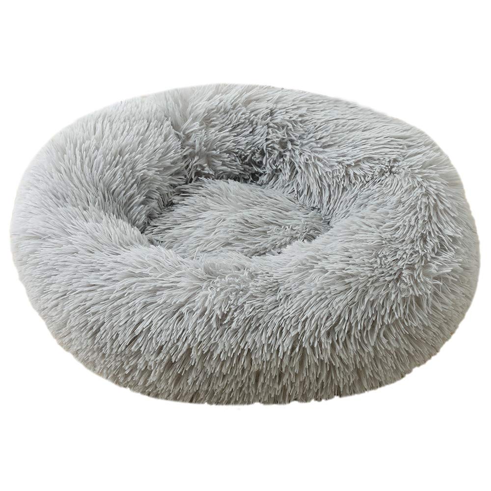 WINS Dog bed plush medium donut cat bed pet cushions cat marshmallow bed fluffy dog beds mattress washable Light gray
