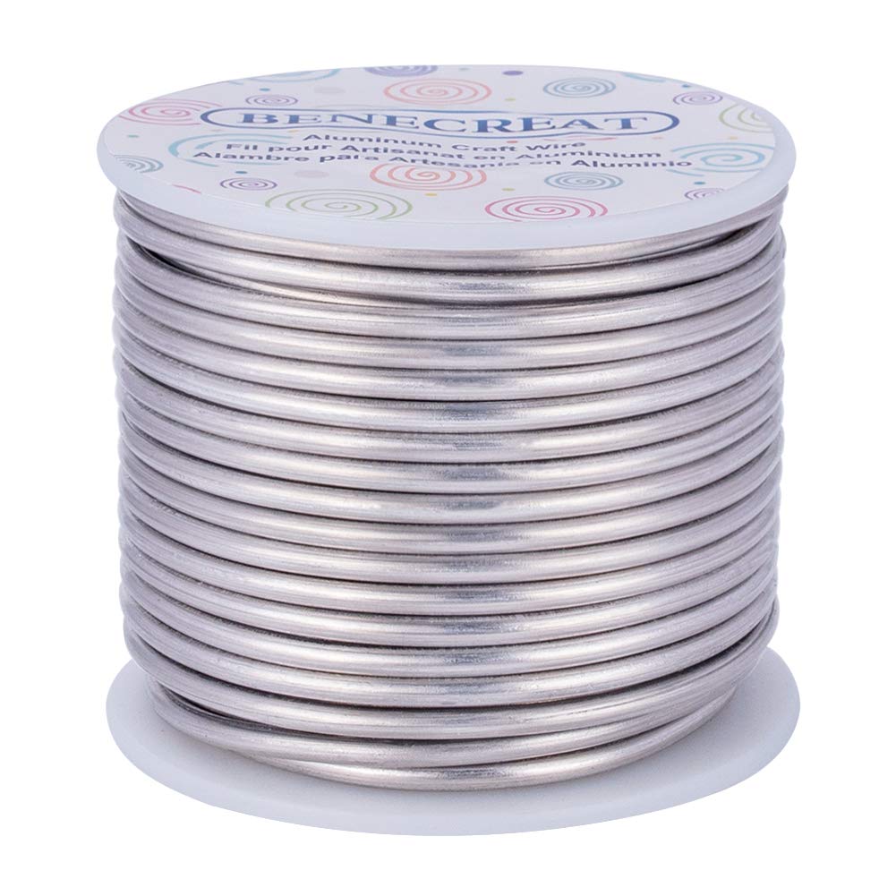 Photo 1 of BENECREAT 9 Gauge 55FT Tarnish Resistant Jewelry Craft Wire Bendable Aluminum Sculpting Metal Wire for Jewelry Craft Beading Work - Primary Color, 3mm