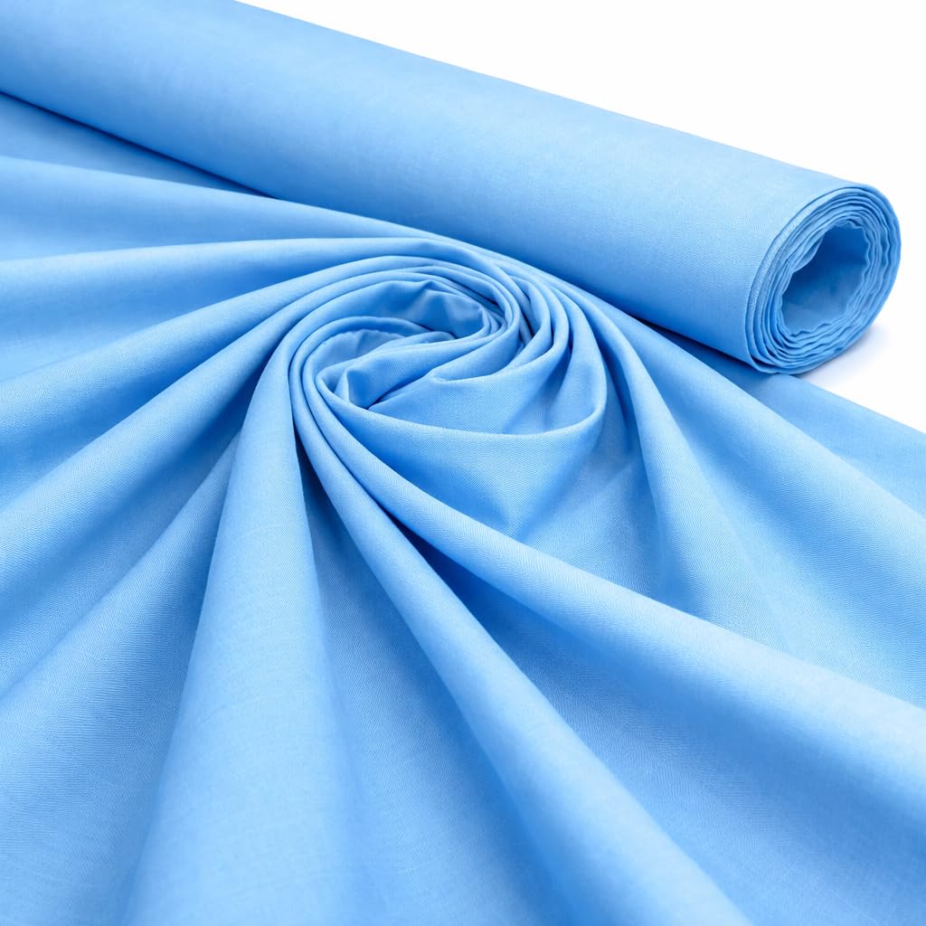 Midland Textiles Light Blue 1 Meter Pack 100% Cotton Fabric by The Metre 58 Inches Wide Plain 60 Square - Ideal for Quilting, Sewing, Dressmaking, Curtain Linings, Totes, Bedding, Pillowcases