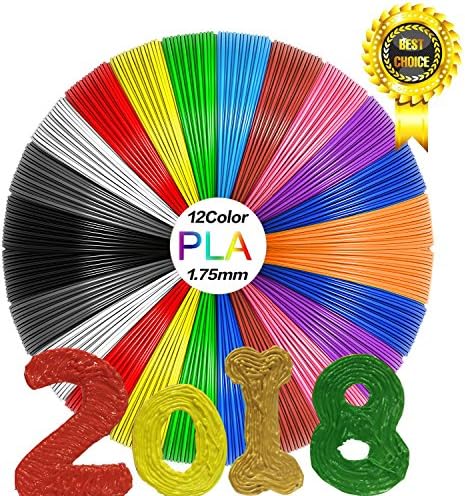 3D pen filament refills for kids,3D printing pen filment,3D pla filament1.75mm ,PLA 3D Printer Filament 1.75 mm for PACKGOUT, MYNT3D, Soyan ,Scribbler 3D Doodler Pen and more (12color/16.4feet)