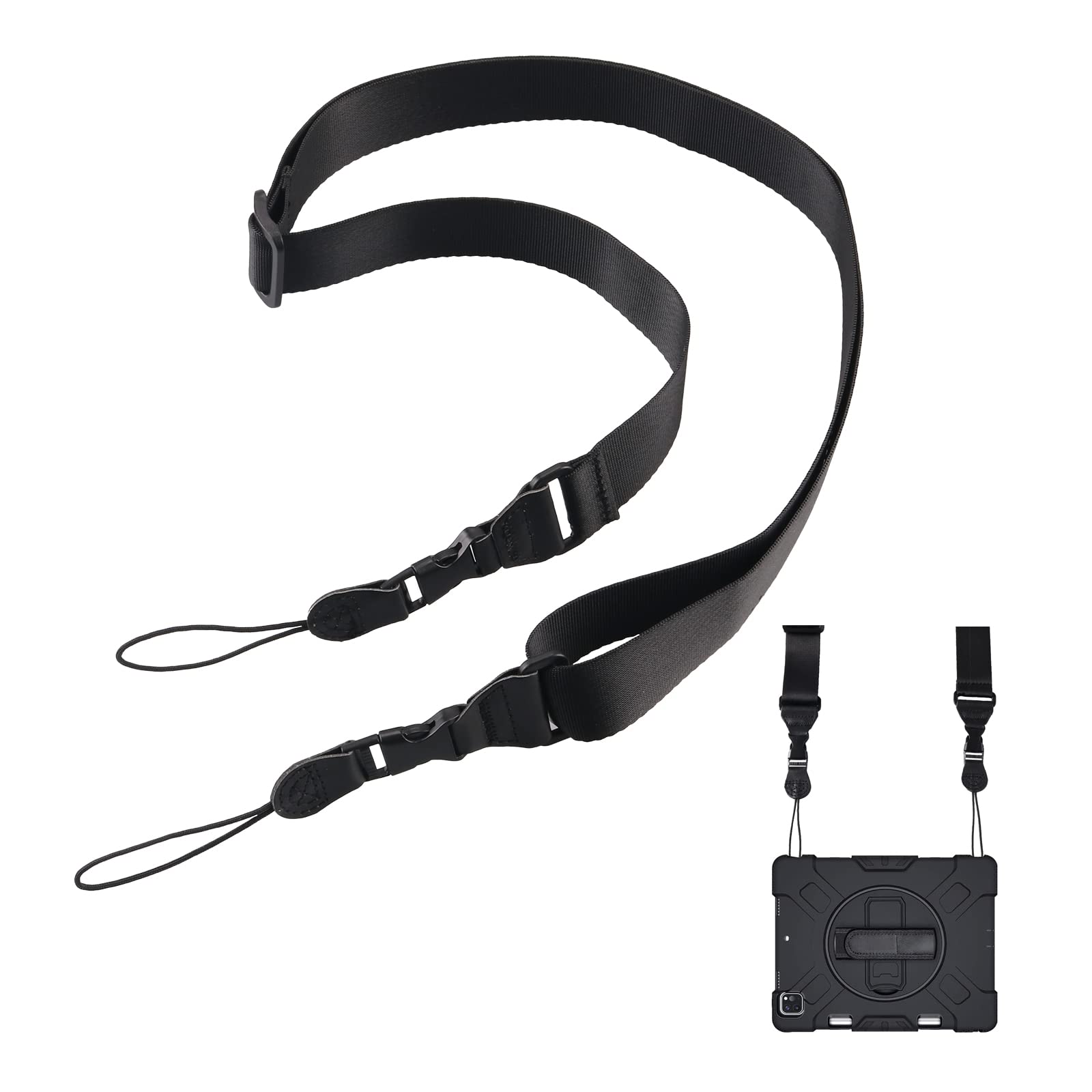 Adjustable Shoulder Strap, Comfortable Quick Release Neck Strap Lanyard for iPad, Tablet Case Camera Binocular Crossbody Laptop Luggage Bag, Black, Medium