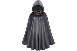 GRAJTCIN Renaissance Hooded Cape Velvet Cloak Victorian Capelet Medieval Hobbit Halloween Costume
