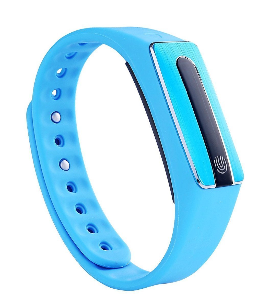 SinoPro Bluetooth Fitness Tracker Smart Bracelet Wristband with NFC Heart Rate Sleep Monitor Pedometer Activity Tracker Call Reminder Remote Capture Functions for iPhone and Android Smartphones (Blue)
