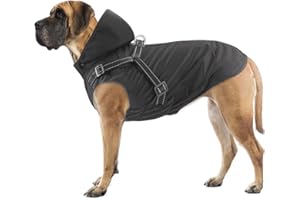 Mosucoirl Dog Raincoat Waterproof Dog Hoodie Reflective Dog Raincoat Hooded Adjustable Rain Jacket for Small Medium Large Dogs Puppies (Black, XL)