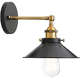 PERMO Vintage Industrial Metal Wall Sconce Lighting 180 Degree Adjustable Wall Lamp (Antique Black)