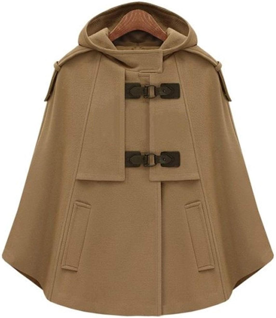 CHARTOU Women's Cute Batwing-Sleeve Hooded Wool Baggy Poncho Cape Cardigans Outwear