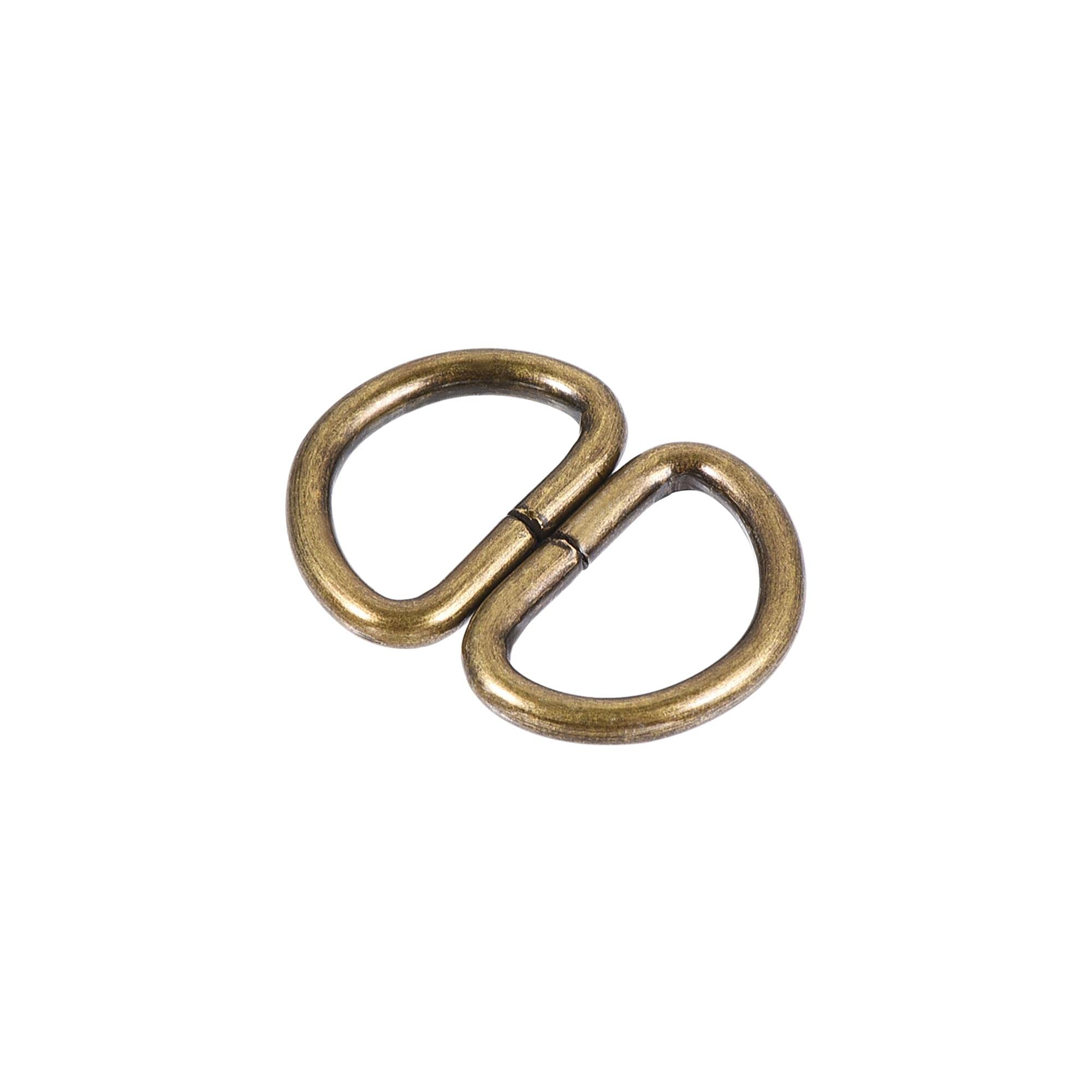 sourcing map Metal D Ring 0.39"(10mm) D-Rings Buckle for Hardware Bags Belts Craft DIY Accessories Bronze Tone 100pcs