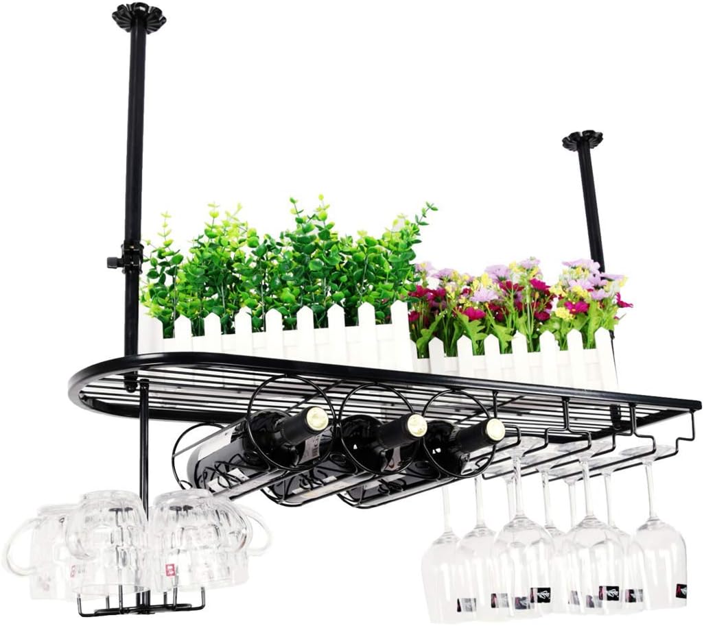 Nfudishpu Decke Weinregale Schwarz Weinflasche Aufbewahrungshalter