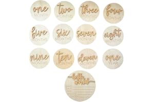 Baby Monthly Milestone Cards, 3D Premium Wooden Discs for Baby Photos and Pregnancy Journey plus BONUS Hello World Sign for B