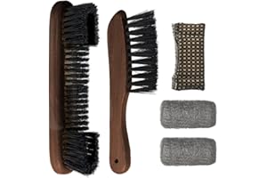 LAKINGO Pool Table Brush Set for Felt, 5 Kit Billiard Table and Rail Cleaning Accessories with 2 Wood Brush, 2 Ferrule Polish Cloths, Cue Shaft Cleaner Cloth