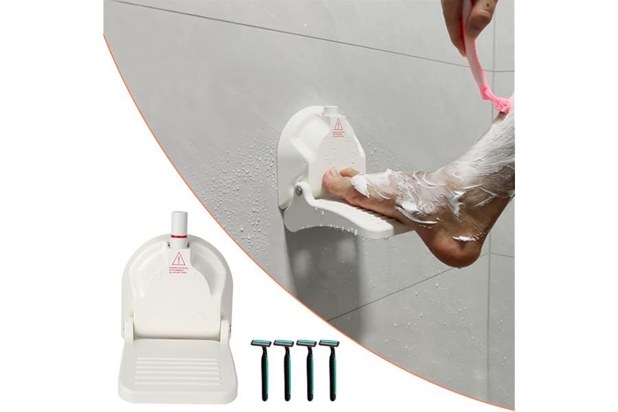 Shower Foot Rest for Shaving Legs,Shower Shaving Foot Rest,Foot Rest for Shower with Powerful Suction Cup,Foldable Shower Shaver Foot Rest Suitable for RV Bathroom,Easy to Carry While Traveling