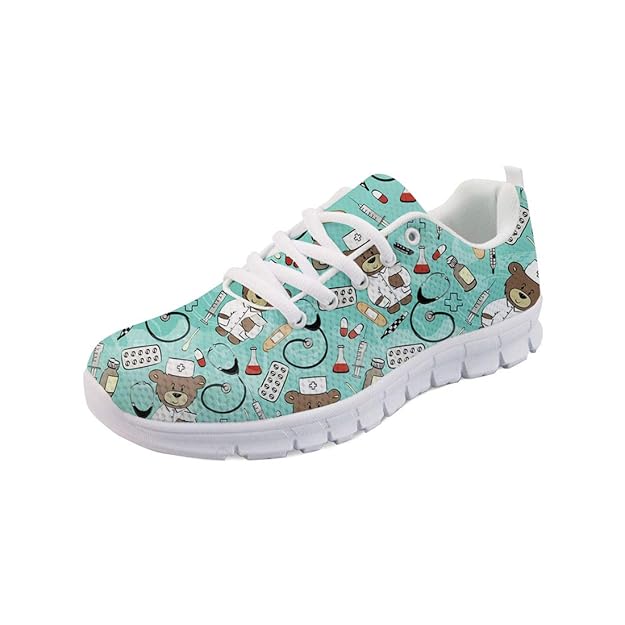 Nopersonality Cartoon Nurse Bear Krankenschwester Schuhe Sportschuhe Sneaker Damen EU 36-43
