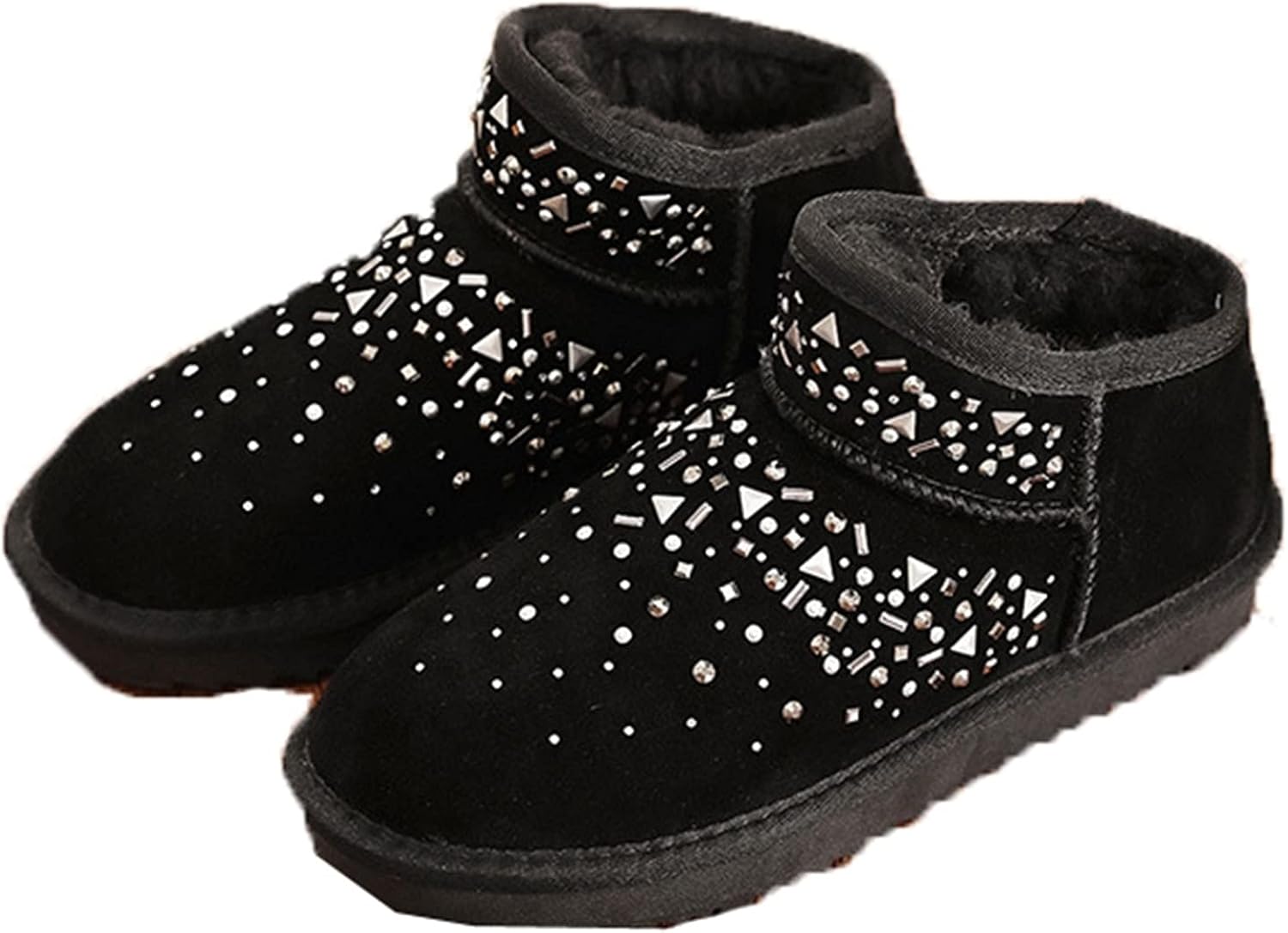 Winter Boots For Women Fashion Rhinestone Slip On Platform Short Boots Round Toe Comfortable