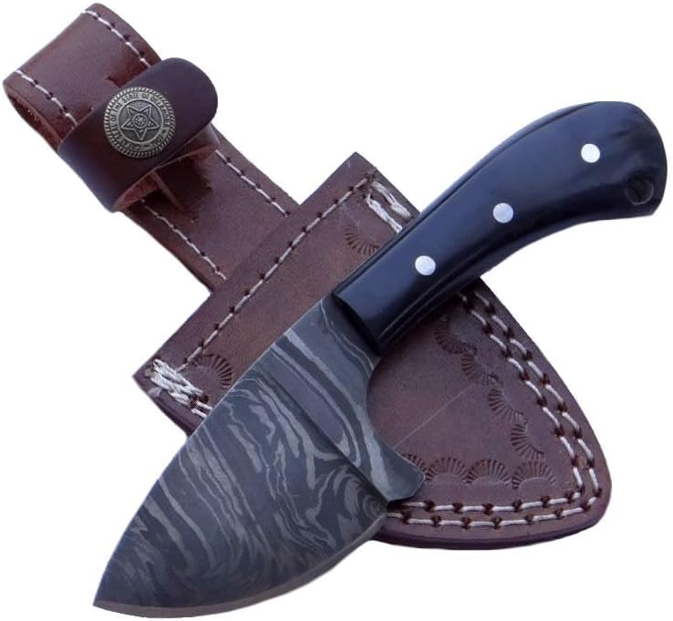 Ash Steel Custom Handmade Skinner Knife with Buffalo Horn 6"