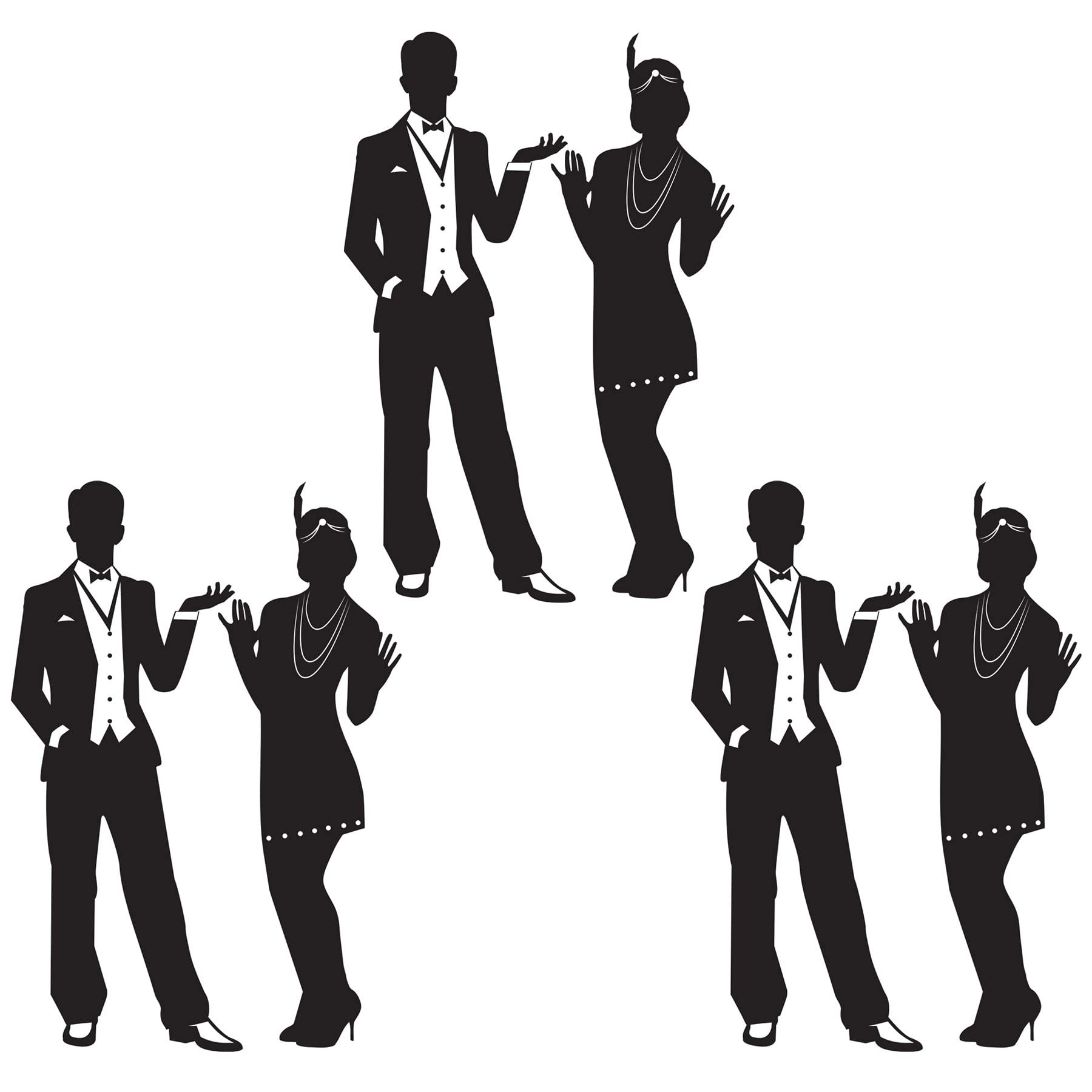 Beistle S59905AZ3 6 Piece Roaring 20's Party Decorations Cutouts for Gatsby 1920's Theme Décor, Paper, Black/White