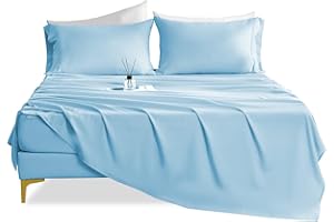 CozySmile Breathable Ultra Soft Full Sheet Set - Hotel Luxury 4 Piece Deep Pocket Sheets for Full Size Bed, Fits 16" Mattress, Easy Care Wrinkle Free Bedding Sheet and Pillowcase Set, Sky Blue