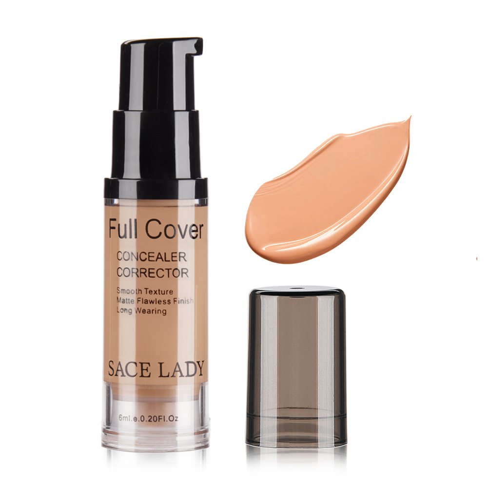 Pro Full Cover Liquid Concealer, Waterproof Smooth Matte Flawless Finish Creamy Concealer Foundation for Eye Dark Circles Spot Face Concealer Makeup, Size:6ml/0.20Fl Oz,Honey