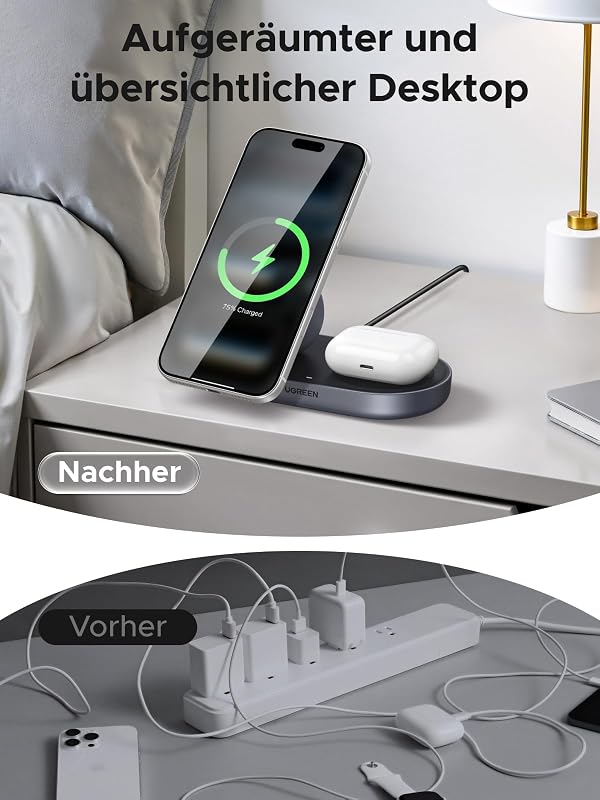 Zapix 2-in-1 Qi2 25W Magnetisches Kabelloses Ladegerät, zertifiziert