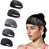 DINIGOFIN Wide Sports Headbands for Women Non Slip Workout Headband Moisture Wicking Sweatband for Yoga Running Athletic Fitn