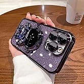 Roemary Astronaut Stand Case for iPhone 16 Pro,for iPhone 16 Pro with Purple Stand,Astronaut Folding Bracket Kickstand Phone Case-Purple Kickstand