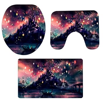 Amazon Com 3 Pieces 3d Bathroom Rug Mat Set Iuhan 3d Landscape Digital Style Bathroom Non Slip Shower Pedestal Rug Lid Toilet Cover Bath Mat Set For Home Decorations C Beauty