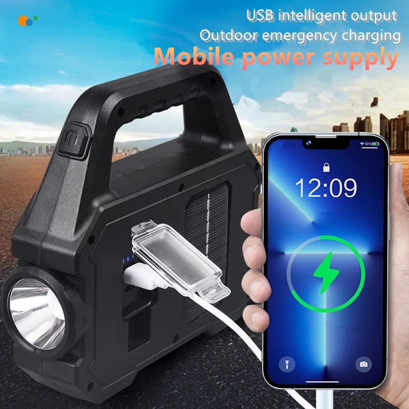 Spotlight Flashlight Rechargeable, Led Flashlight High Lumens Super Bright, Solar Panels,6 Modes,IPX4 Waterproof Handheld Spotlight for Home Power Failure,Outdoor ,Camping,Hiking ,Emergencies