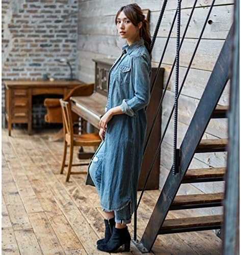 Amazon Co Jp Goa Goa 6ozdenimダメージウエスタンシャツワンピース ブルー 1 S M 服 ファッション小物