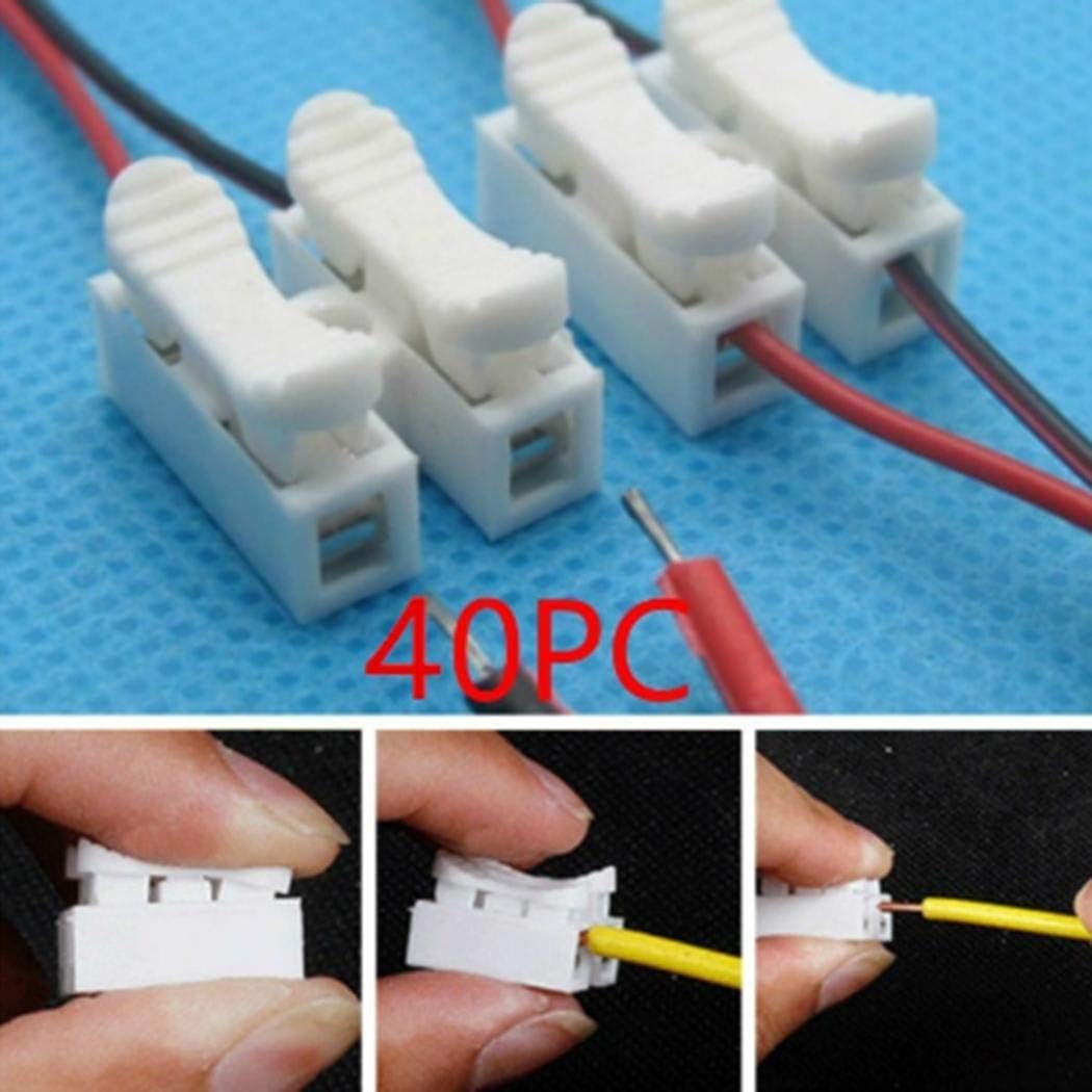YAGAIU No Soldering Quick 2P Cable Wire Connector No Screw Terminal Block Spring Clamp, white