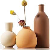 Joeabor Ceramic Vase Set of 3 - Handcrafted Ceramic Vases for Home Decor & Shelf - Modern Farmhouse Decor for Kitchen, Office, Bedroom & Living Room Decorative Objects for Mantel, Table Centerpieces
