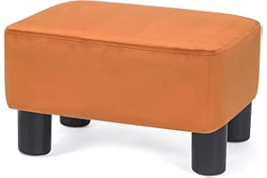 Joveco Small Footstool Ottoman Fabric Footrest Modern Rectangular Footstools for Living Room Bedroom (Orange)