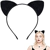 Alonekiss Fluffy Cheetah Leopard Ears Headband - Cheetah Print Ears Cat Cheeta Costume Accessories for Women Adult for Halloween (Black)