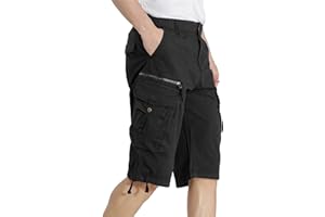 DGWZ Mens Elastic Waist Cargo Shorts Zipper Pocket Relaxed fit Stretch Lightweight Cotton Camo Cargo Shorts for Men
