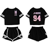 ACEFAST INC Kpop BTS 2PCS T-Shirts+Hot Pants Suga Jimin V Jung Kook Outfits