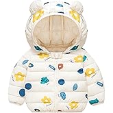 AIWUHE Baby Winter Hooded Down Jacket Boys Girls Light Warm Puffer Coats Toddler Bear Ears Zipper Up Down Coats Outwear 6M-4T