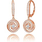 Sterling Silver Cubic Zirconia Love Knot Swirl Dangle Leverback Earring