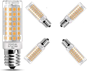 JSVSAL (4-Pack) E17 LED Light Bulbs, AC 110-130V, Dimmable Natural White 4000K, 6W 650 Lumen Corn Bulb for Microwave Oven Lights, Ceiling Fan Light,50-75W Halogen Bulb Equivalent