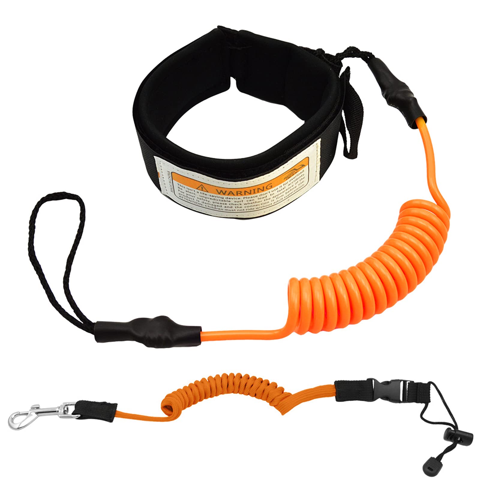Surf SUP Board Leash,Kayak Paddle Leash,TPU Body Surfboard Leashes,Coiled Stand Up Surfing Ankle Strap Leg Rope,with Stainless Steel Swivels,Adjustable Belt Buckle,Metal Hooks,for Surfboard Canoe Boat