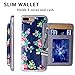 iPhone 7 Plus Wallet Case, iPhone 8 Plus Wallet Case, Premium PU Leather Flower Floral Back Folio Flip Wallet Cases Magnetic Holster Phone Case for iPhone 7 Plus with stand, Card Slots-Navy Blue&Red