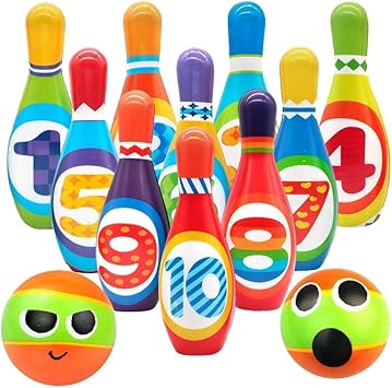 Acamptar Kinder Schaum Bowling Set 10 Innen Bunte Weiche Stifte 2 Bowlingkugeln Kleinkinder Spielzeug Gedruckt Mit Nummer Sport Geschenk Fur Baby Jungen M Dchen Alter Amazon De Spielzeug