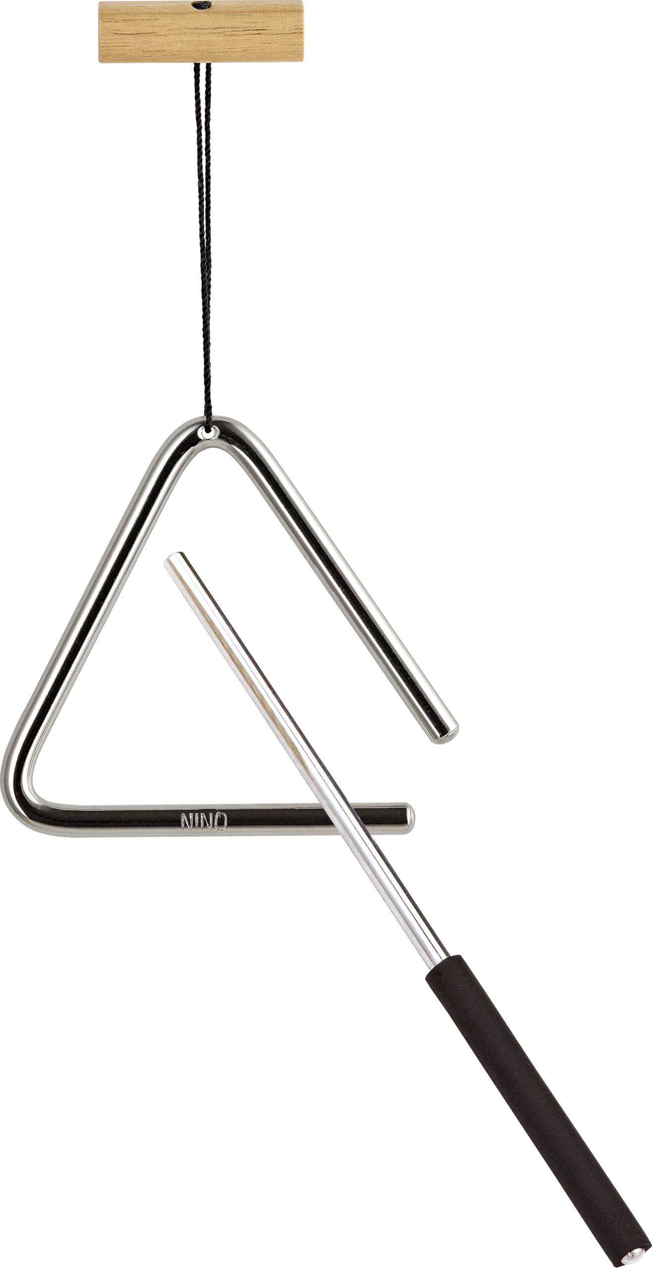 Nino Percussion Triangle Musical Instrument – Small – with Beater – for Children from 4 Years – Steel and Wood, Natural (NINO550)