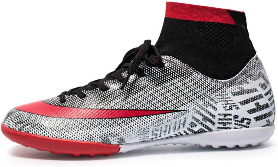 QIMITE Men Running Shoes,Indoor Turf Soccer Shoes Mens High Ankle Football Boots Soccer Cleats Shoes Boys Kids Training Futsal Sneakers
