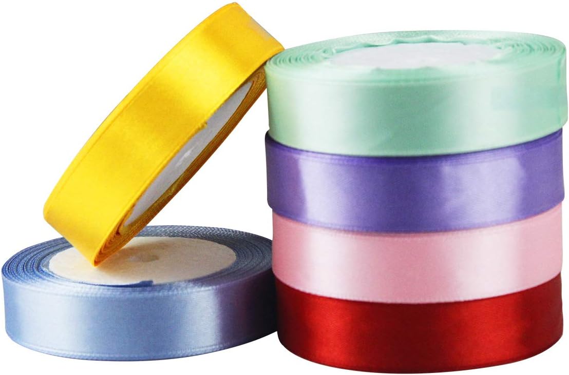 Ribbon for crafts 146 yds 6 colors assortment satin fabric ribbon set Ribbon for crafts 146 yds 6 colors assortment satin fabric ribbon set