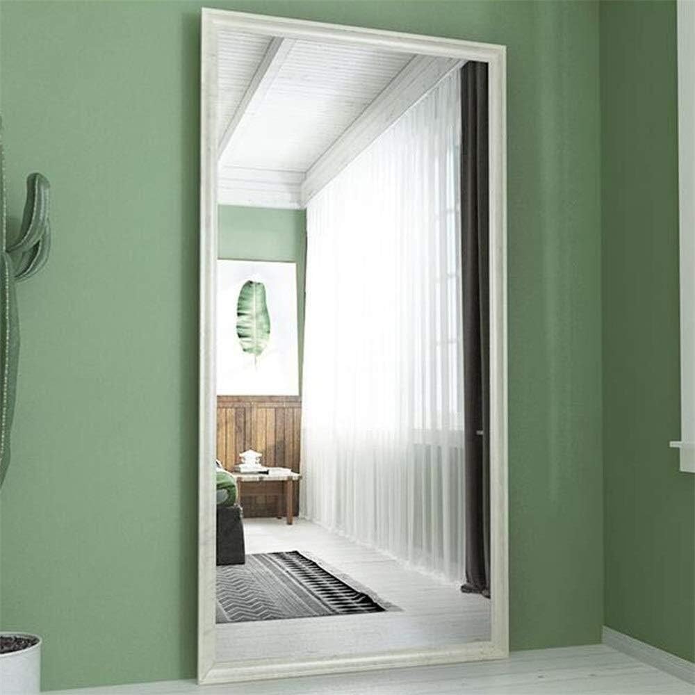 Tian Natural European Solid Wood Floor Mirror,Full-Length Floor Mirror Bedroom Living Room The Slimming Effect Dressing Mirror (Color : White Maple, Size : 18080cm)