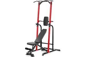 ZENOVA Heavy Duty Pull Up Bar Dip Stand Power Tower Multi-Function Home Workout Equipment for Pull Up/Dip/Squat/Bench Press