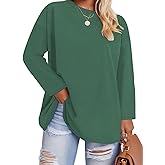 ROSRISS Plus-Size-Oversized-Tops for Women Trendy Drop Shoulder Pullover Shirts Casual Crewneck Long Sleeve Tunics XL-5XL
