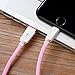 Aimus Lightning Cable, 1Pack 6FT iPhone Charger Cotton Braided iPhone Charging Cord with LED Light for iPhone 7/7 Plus/6s/6s Plus/6/6 Plus/5/5S/5C/SE/iPad Air/Mini and iPod (Rose Gold)