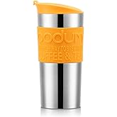Bodum 12oz Double Wall Insulated Travel Mug with Lid, Stainless Steel w/Silicone Sleeve, Yolk